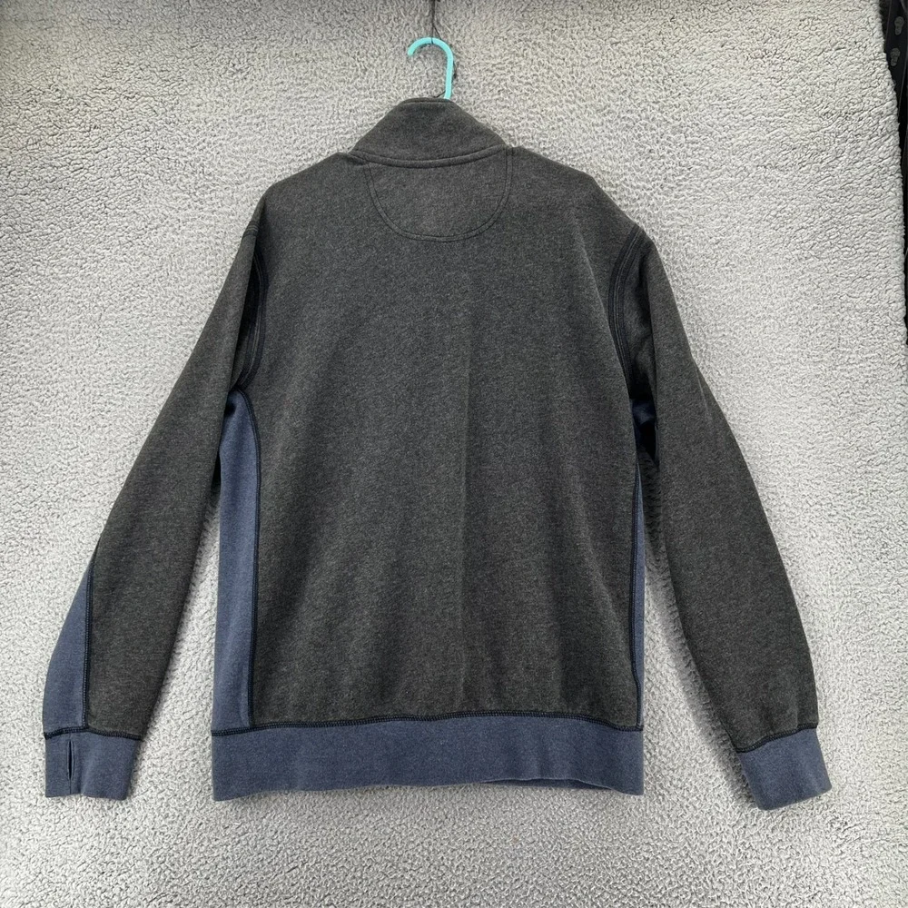 Tommy‎ Bahama Sweater Mens XL Gray Blue Button Island Modern Fit Mock Fleece